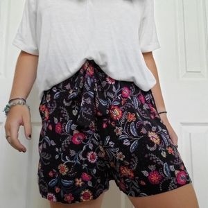 floral boho paperbag shorts